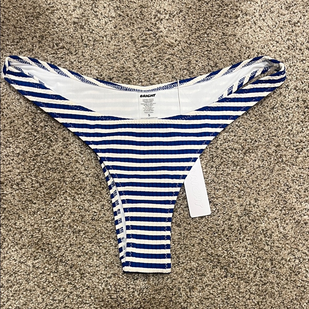 Blue and White Striped Bikini Bottom